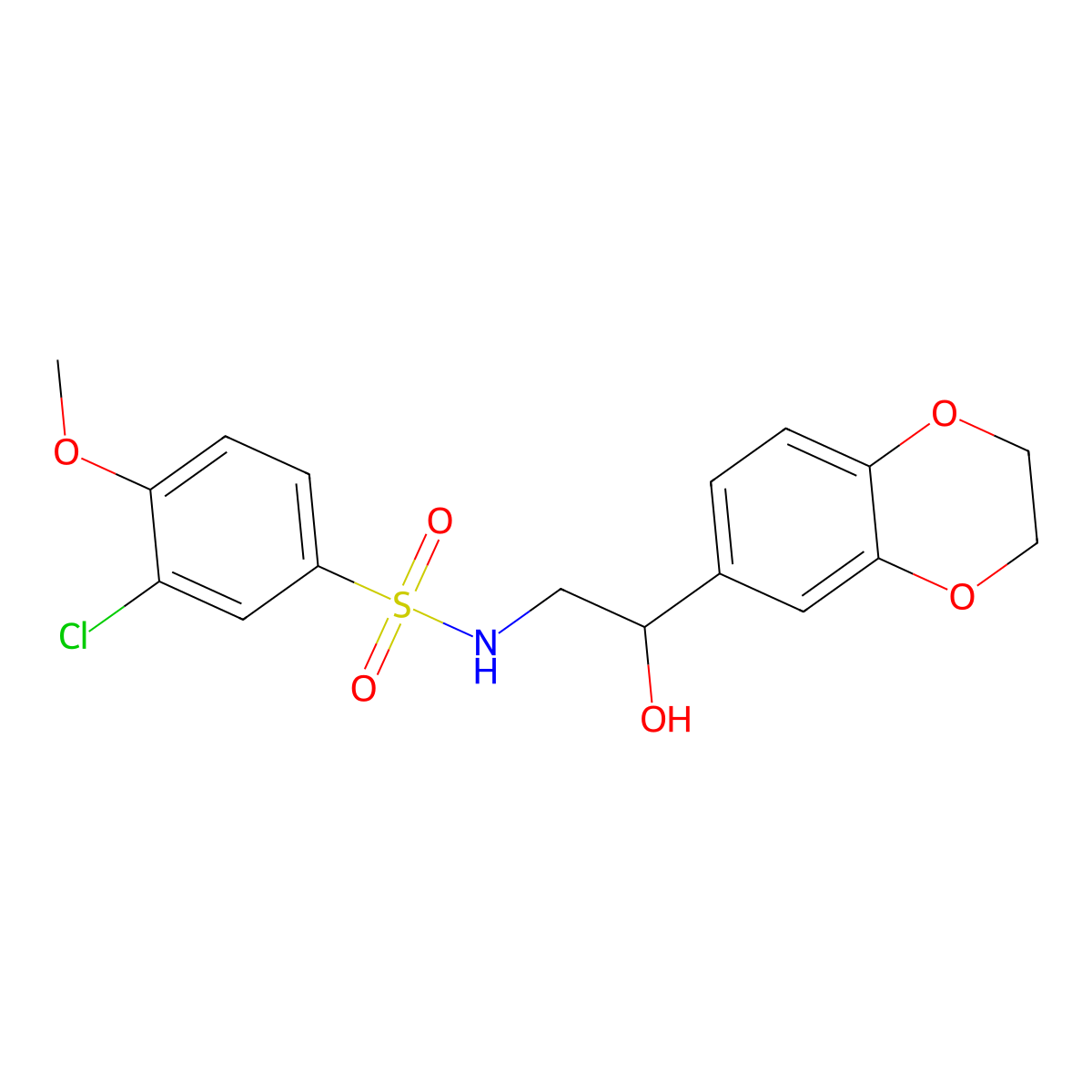 3-chloro-N-(2-(2,3-dihydrobenzo[b][1,4]dioxin-6-yl)-2-hydroxyethyl)-4-methoxybenzenesulfonamide molecular structure, CAS 2034242-46-9