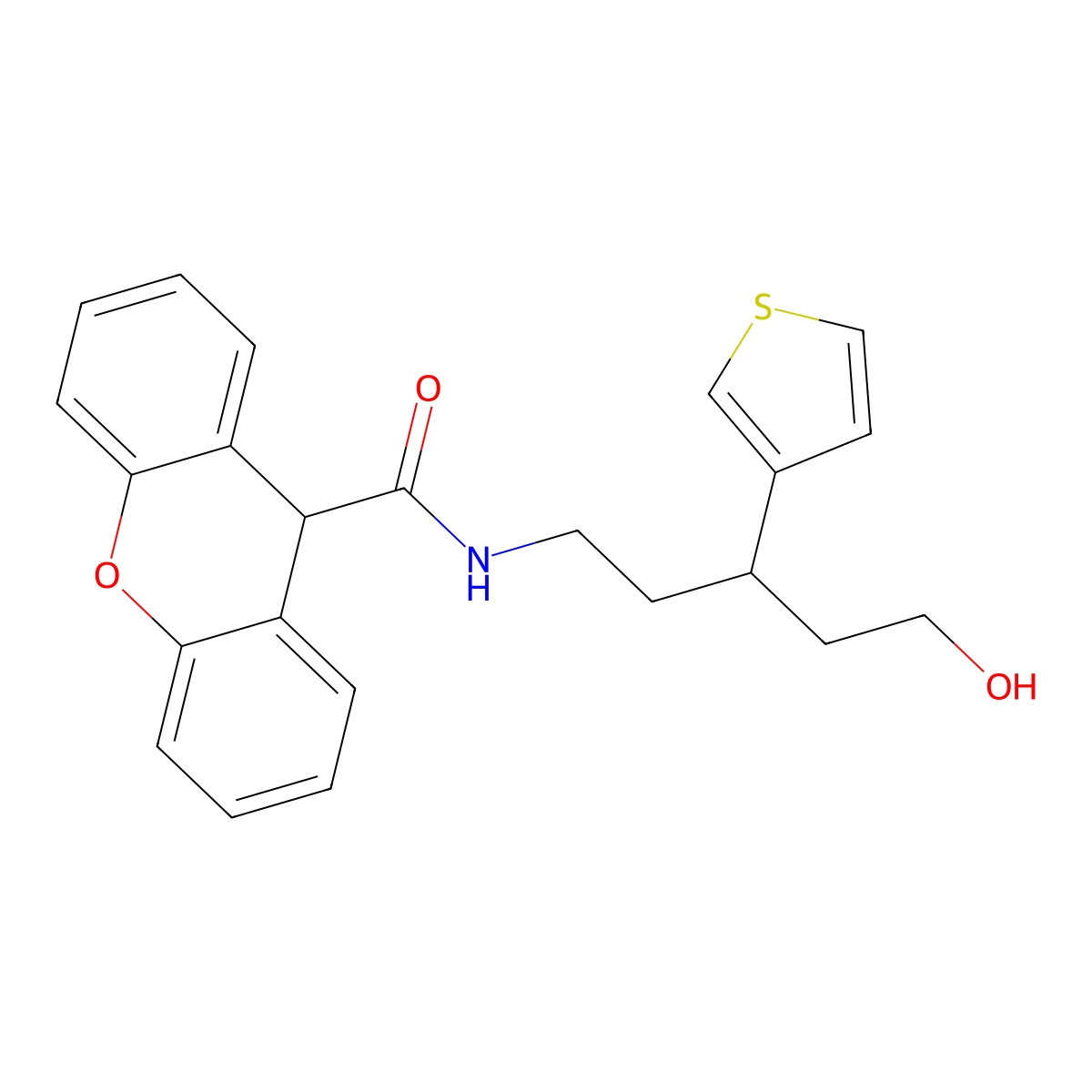 N-[5-hydroxy-3-(thiophen-3-yl)pentyl]-9H-xanthene-9-carboxamide molecular structure, CAS 2034242-50-5