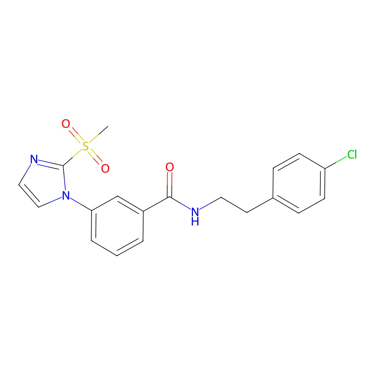N-(4-chlorophenethyl)-3-(2-(methylsulfonyl)-1H-imidazol-1-yl)benzamide molecular structure, CAS 2034242-52-7