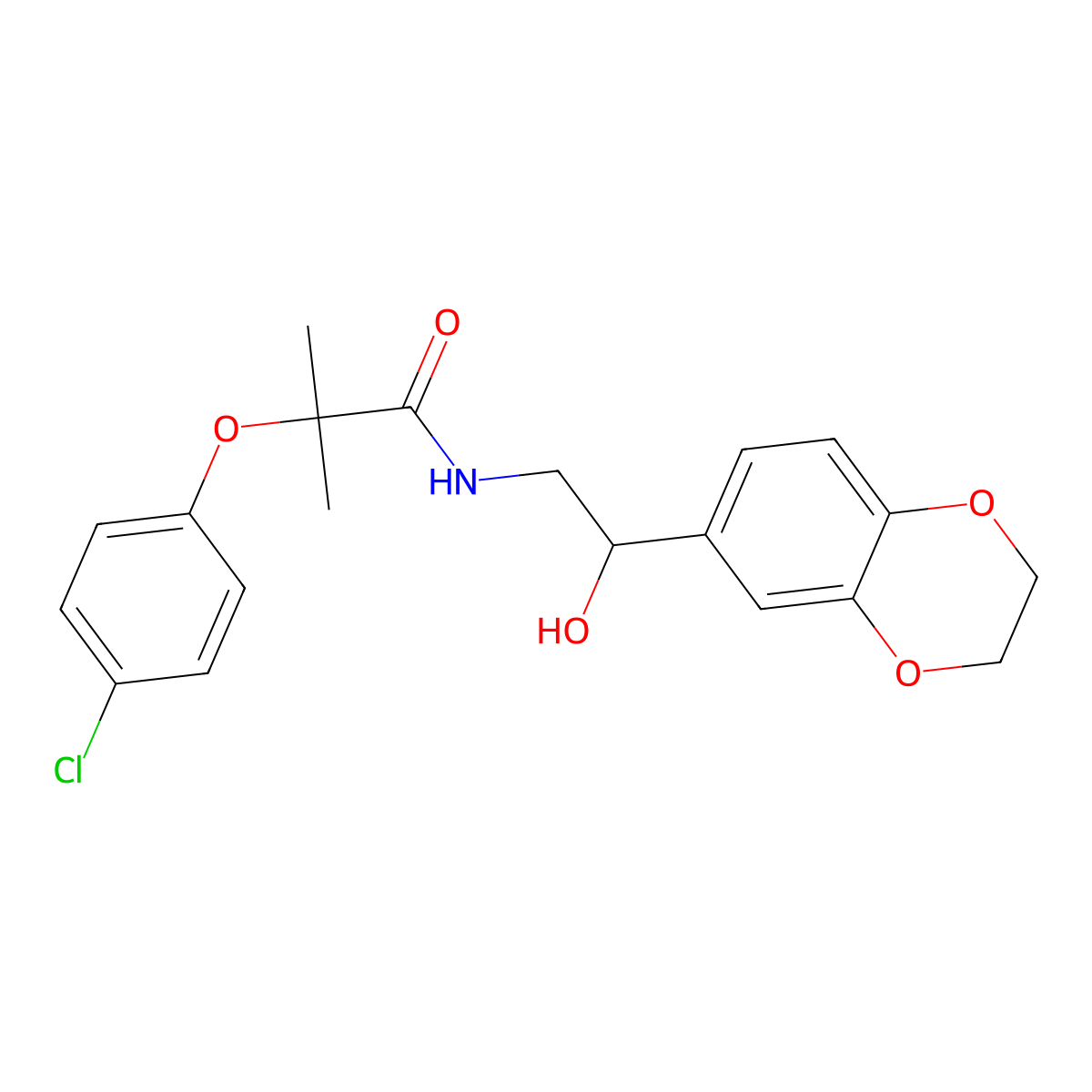 2-(4-chlorophenoxy)-N-(2-(2,3-dihydrobenzo[b][1,4]dioxin-6-yl)-2-hydroxyethyl)-2-methylpropanamide molecular structure, CAS 2034242-53-8