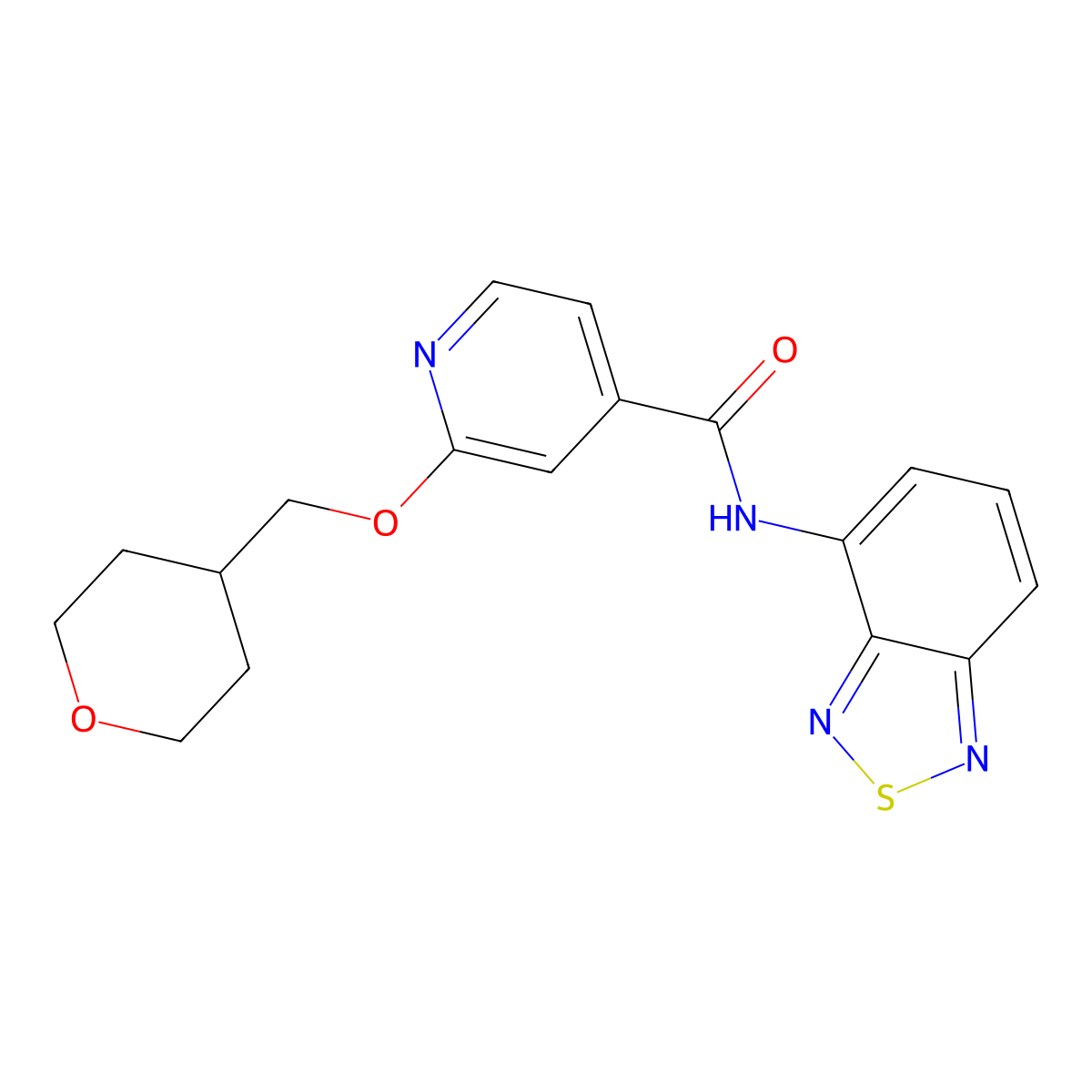 N-(benzo[c][1,2,5]thiadiazol-4-yl)-2-((tetrahydro-2H-pyran-4-yl)methoxy)isonicotinamide molecular structure, CAS 2034242-55-0