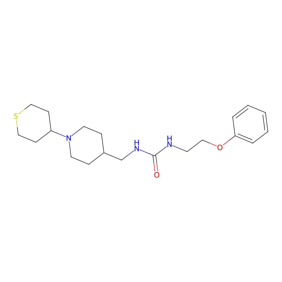 1-(2-phenoxyethyl)-3-((1-(tetrahydro-2H-thiopyran-4-yl)piperidin-4-yl)methyl)urea molecular structure, CAS 2034242-56-1