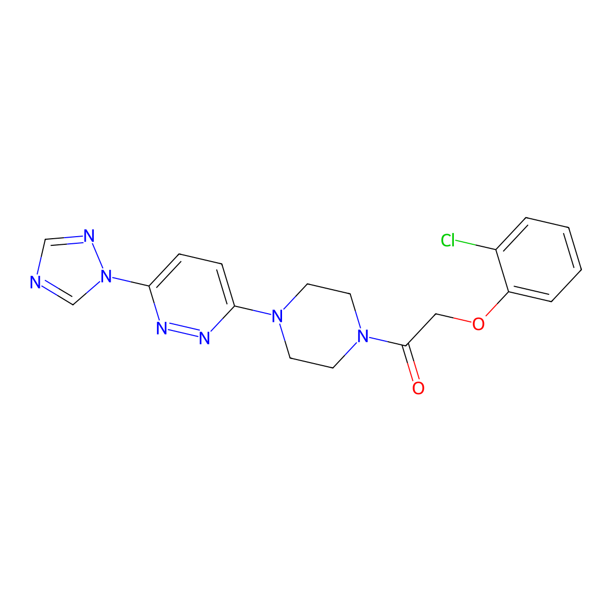 1-(4-(6-(1H-1,2,4-triazol-1-yl)pyridazin-3-yl)piperazin-1-yl)-2-(2-chlorophenoxy)ethanone molecular structure, CAS 2034242-68-5