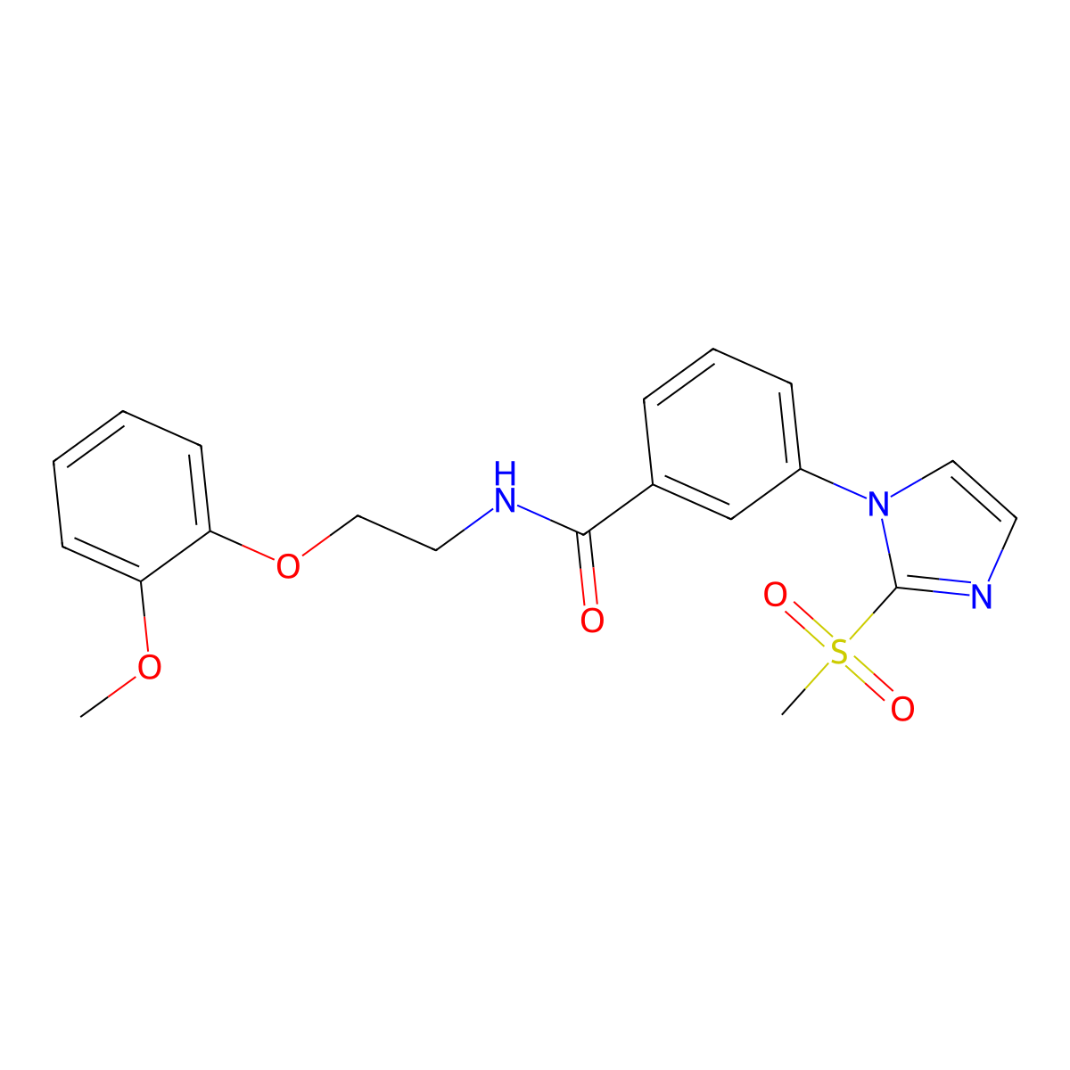 N-(2-(2-methoxyphenoxy)ethyl)-3-(2-(methylsulfonyl)-1H-imidazol-1-yl)benzamide molecular structure, CAS 2034242-70-9