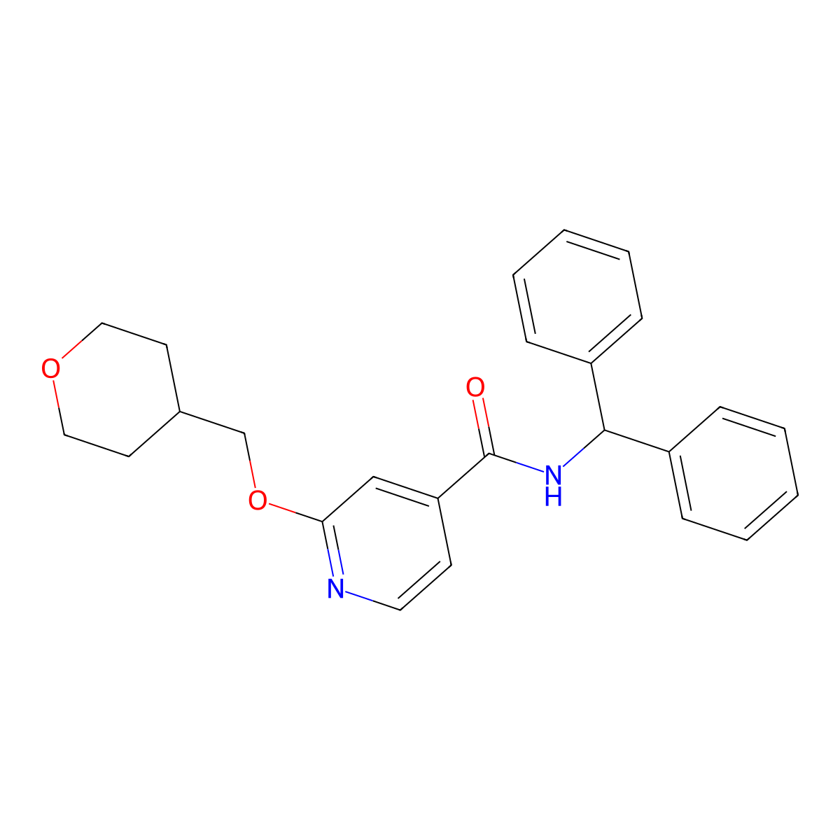 N-benzhydryl-2-((tetrahydro-2H-pyran-4-yl)methoxy)isonicotinamide molecular structure, CAS 2034242-71-0