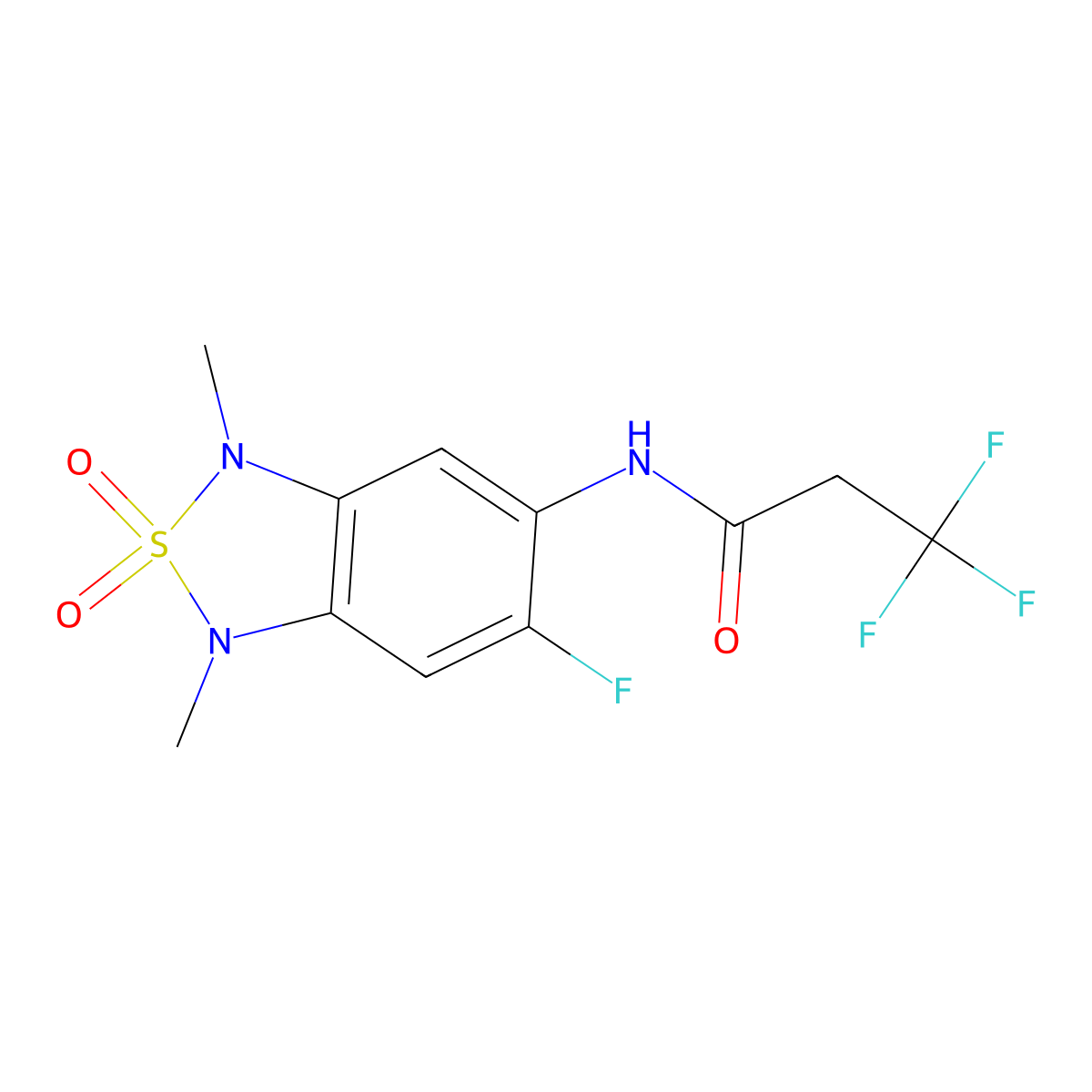 3,3,3-trifluoro-N-(6-fluoro-1,3-dimethyl-2,2-dioxido-1,3-dihydrobenzo[c][1,2,5]thiadiazol-5-yl)propanamide molecular structure, CAS 2034242-72-1