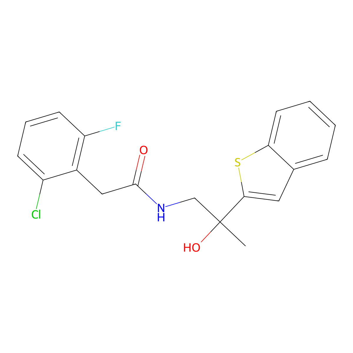 N-(2-(benzo[b]thiophen-2-yl)-2-hydroxypropyl)-2-(2-chloro-6-fluorophenyl)acetamide molecular structure, CAS 2034242-73-2