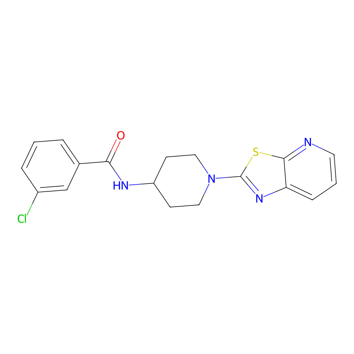 3-chloro-N-(1-(thiazolo[5,4-b]pyridin-2-yl)piperidin-4-yl)benzamide molecular structure, CAS 2034242-75-4
