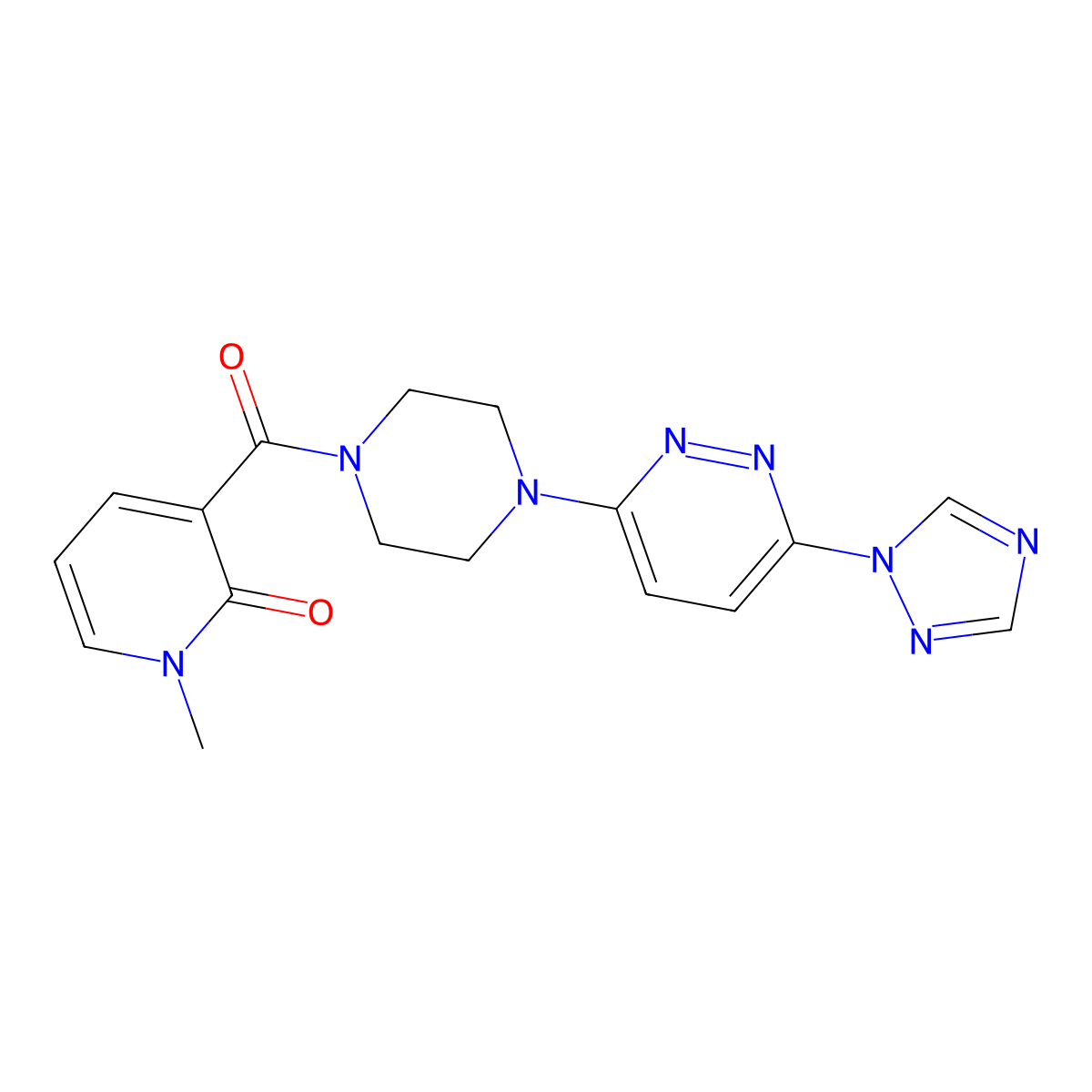 3-(4-(6-(1H-1,2,4-triazol-1-yl)pyridazin-3-yl)piperazine-1-carbonyl)-1-methylpyridin-2(1H)-one molecular structure, CAS 2034242-78-7