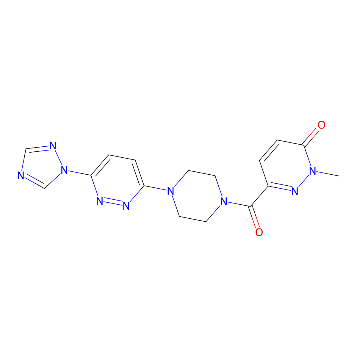 6-(4-(6-(1H-1,2,4-triazol-1-yl)pyridazin-3-yl)piperazine-1-carbonyl)-2-methylpyridazin-3(2H)-one molecular structure, CAS 2034242-81-2