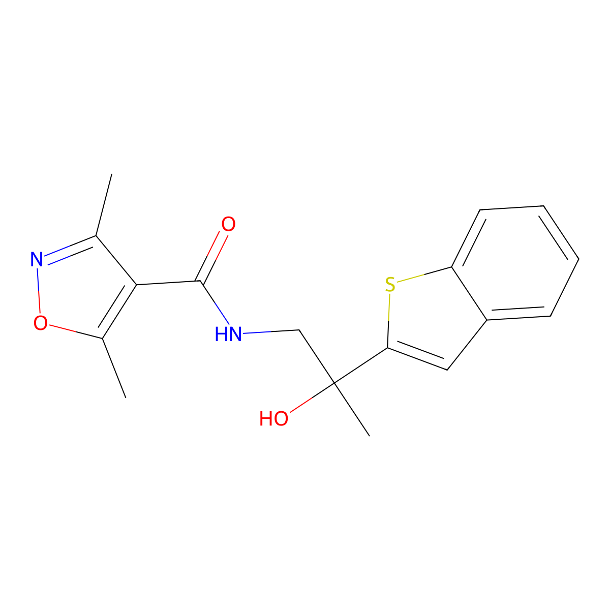 N-(2-(benzo[b]thiophen-2-yl)-2-hydroxypropyl)-3,5-dimethylisoxazole-4-carboxamide molecular structure, CAS 2034242-83-4