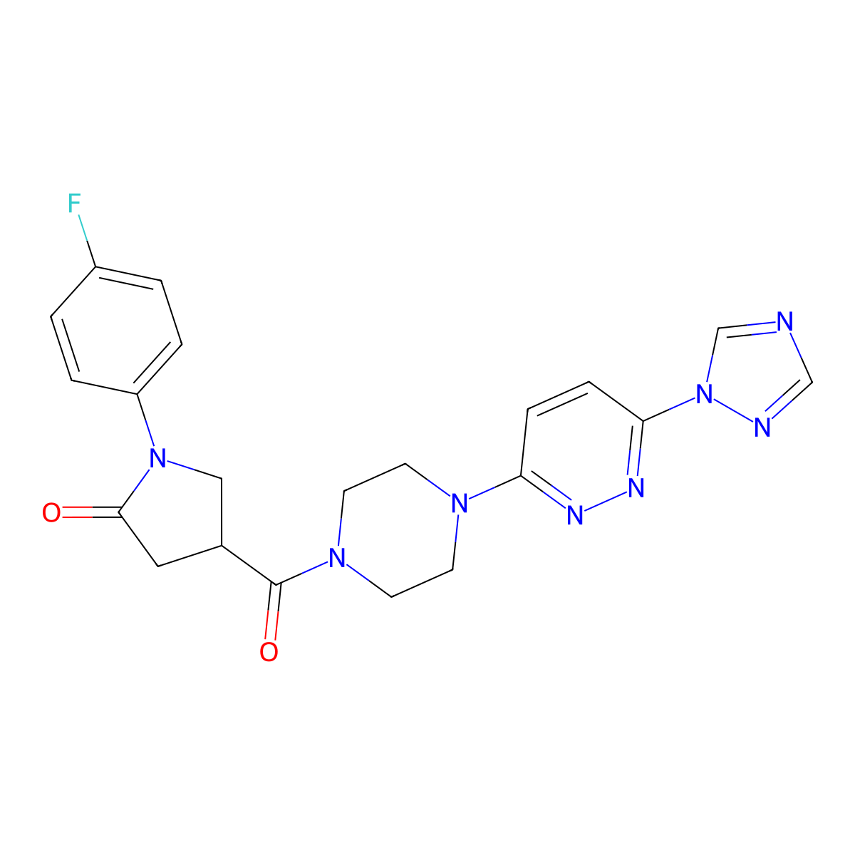 4-(4-(6-(1H-1,2,4-triazol-1-yl)pyridazin-3-yl)piperazine-1-carbonyl)-1-(4-fluorophenyl)pyrrolidin-2-one molecular structure, CAS 2034242-87-8