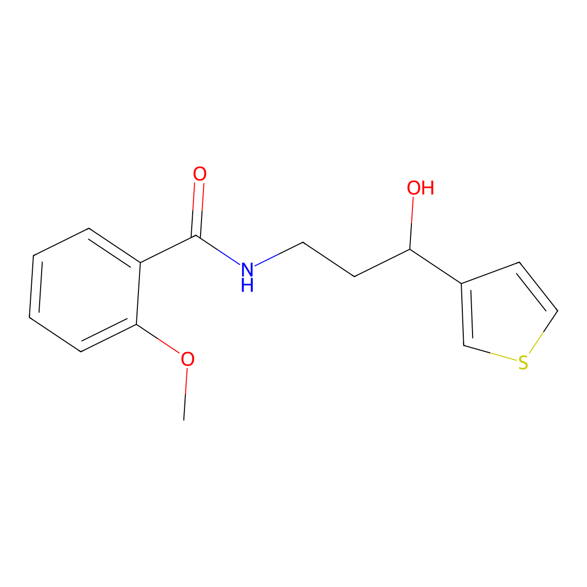 N-[3-hydroxy-3-(thiophen-3-yl)propyl]-2-methoxybenzamide molecular structure, CAS 2034242-96-9