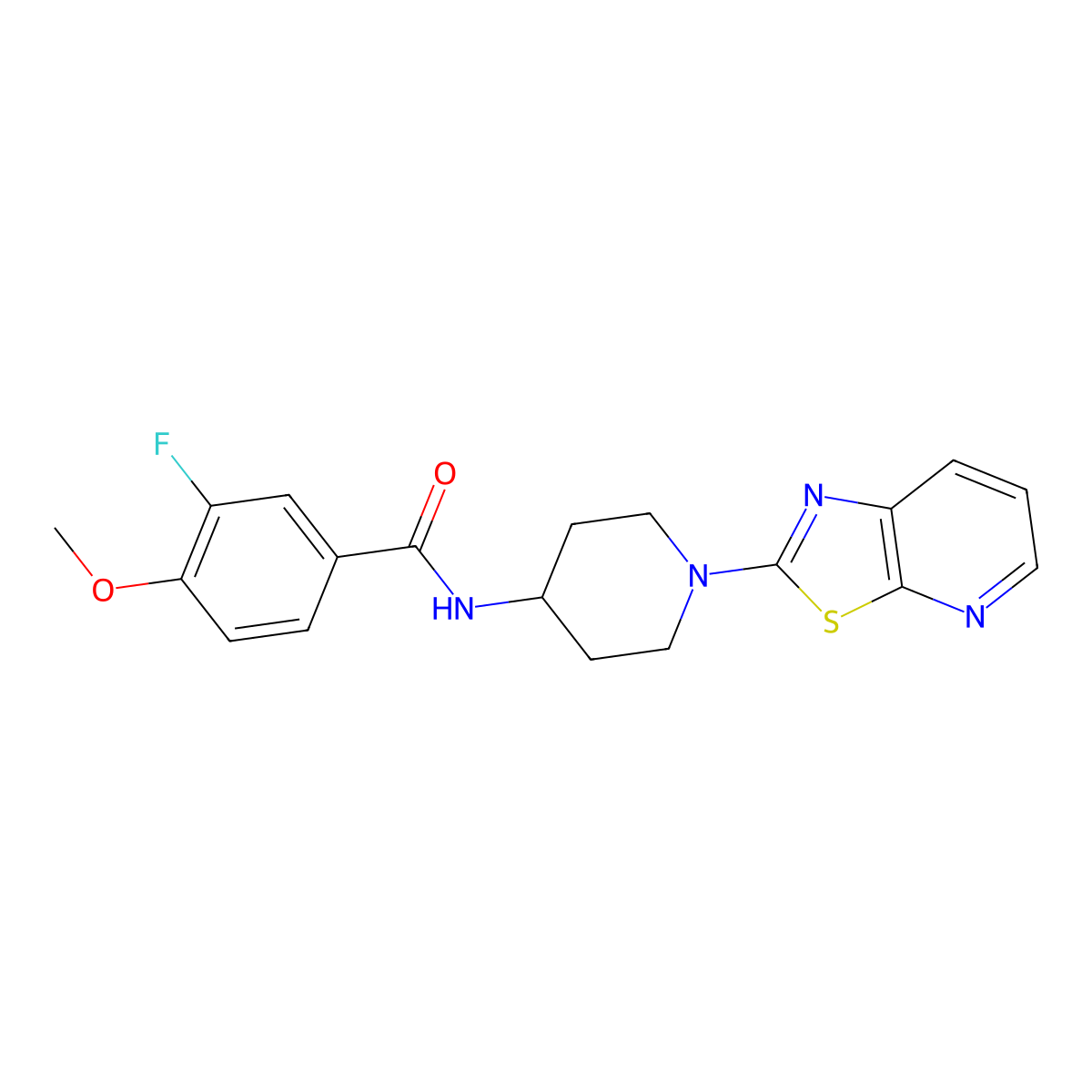 3-fluoro-4-methoxy-N-(1-(thiazolo[5,4-b]pyridin-2-yl)piperidin-4-yl)benzamide molecular structure, CAS 2034242-99-2