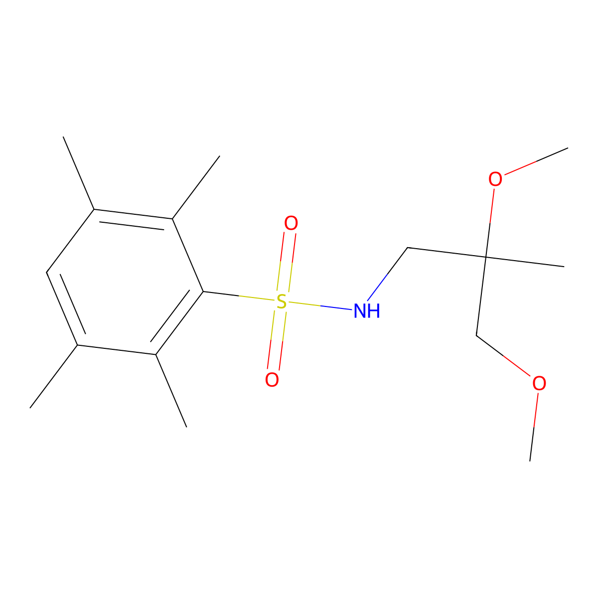 N-(2,3-dimethoxy-2-methylpropyl)-2,3,5,6-tetramethylbenzene-1-sulfonamide molecular structure, CAS 2034243-03-1