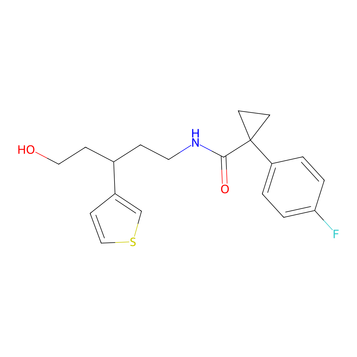 1-(4-fluorophenyl)-N-(5-hydroxy-3-(thiophen-3-yl)pentyl)cyclopropanecarboxamide molecular structure, CAS 2034243-05-3