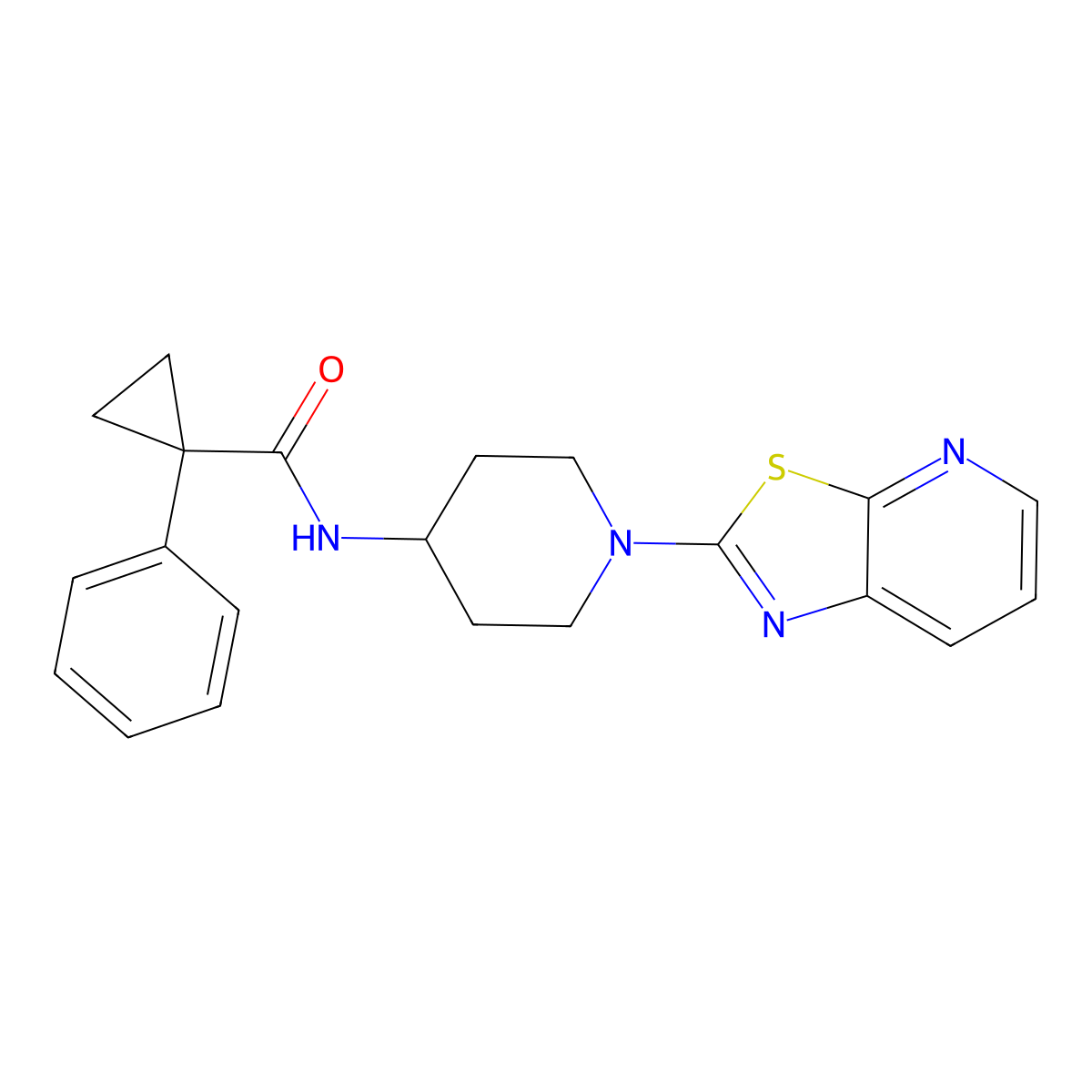 1-phenyl-N-(1-(thiazolo[5,4-b]pyridin-2-yl)piperidin-4-yl)cyclopropanecarboxamide molecular structure, CAS 2034243-07-5