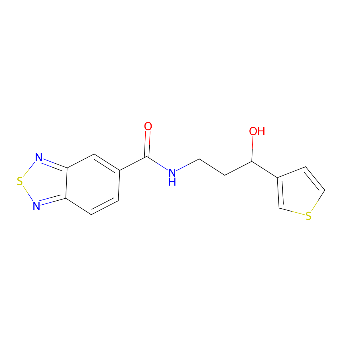 N-(3-hydroxy-3-(thiophen-3-yl)propyl)benzo[c][1,2,5]thiadiazole-5-carboxamide molecular structure, CAS 2034243-10-0