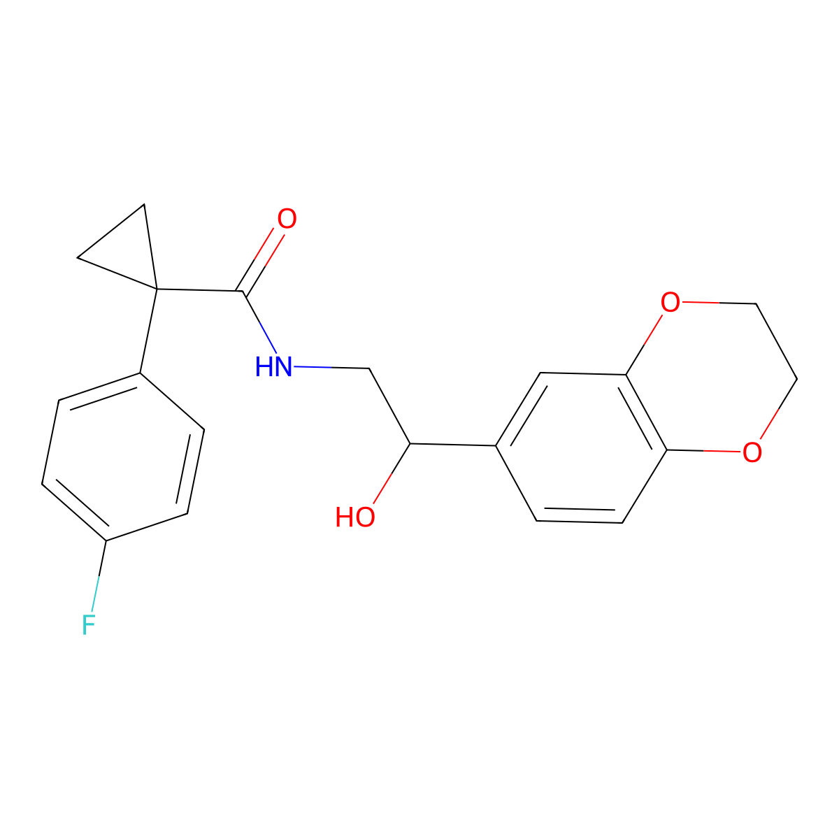 N-(2-(2,3-dihydrobenzo[b][1,4]dioxin-6-yl)-2-hydroxyethyl)-1-(4-fluorophenyl)cyclopropanecarboxamide molecular structure, CAS 2034243-11-1