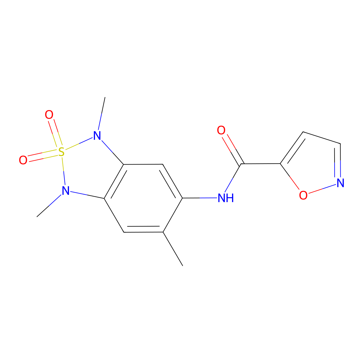 N-(1,3,6-trimethyl-2,2-dioxido-1,3-dihydrobenzo[c][1,2,5]thiadiazol-5-yl)isoxazole-5-carboxamide molecular structure, CAS 2034243-21-3