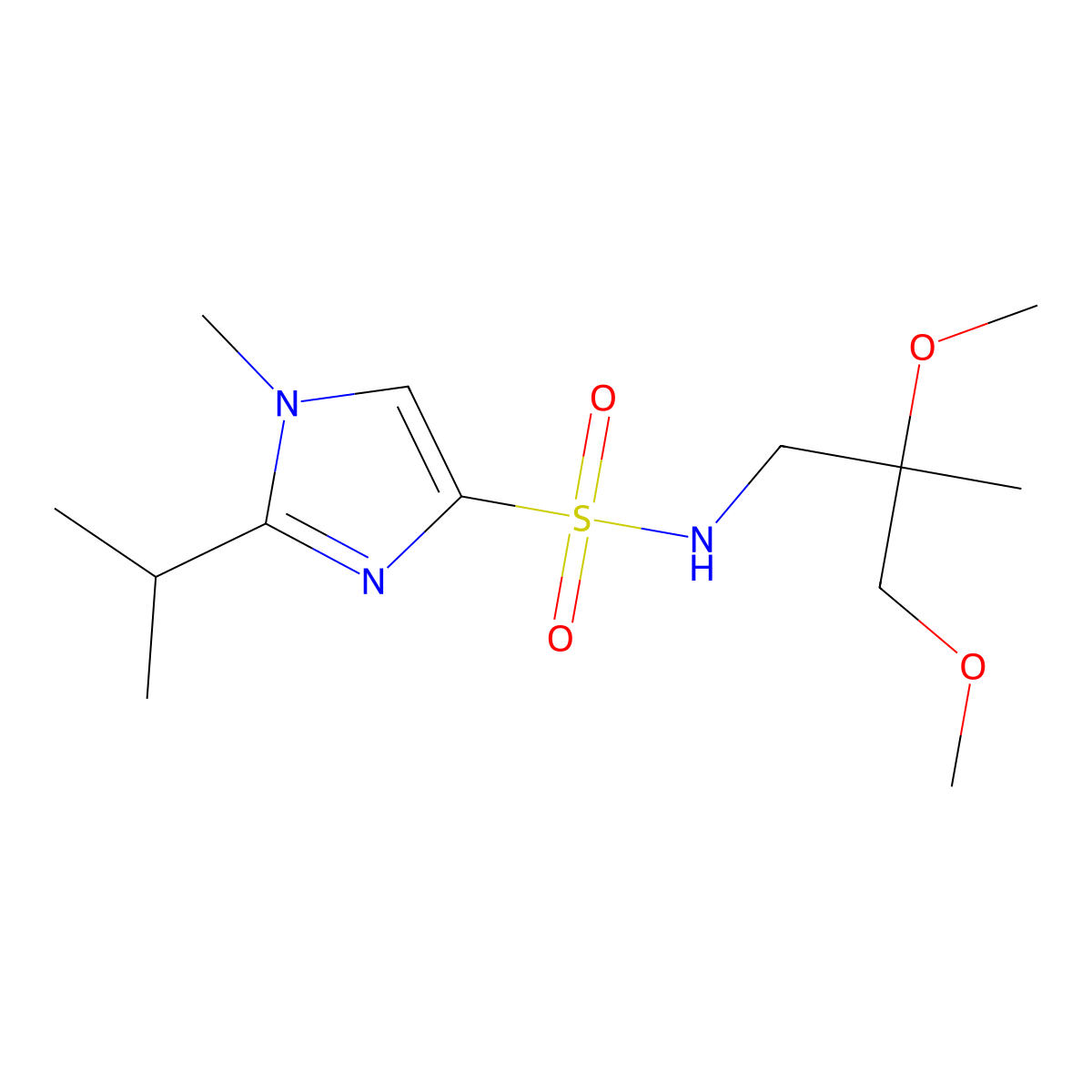 N-(2,3-dimethoxy-2-methylpropyl)-1-methyl-2-(propan-2-yl)-1H-imidazole-4-sulfonamide molecular structure, CAS 2034243-27-9