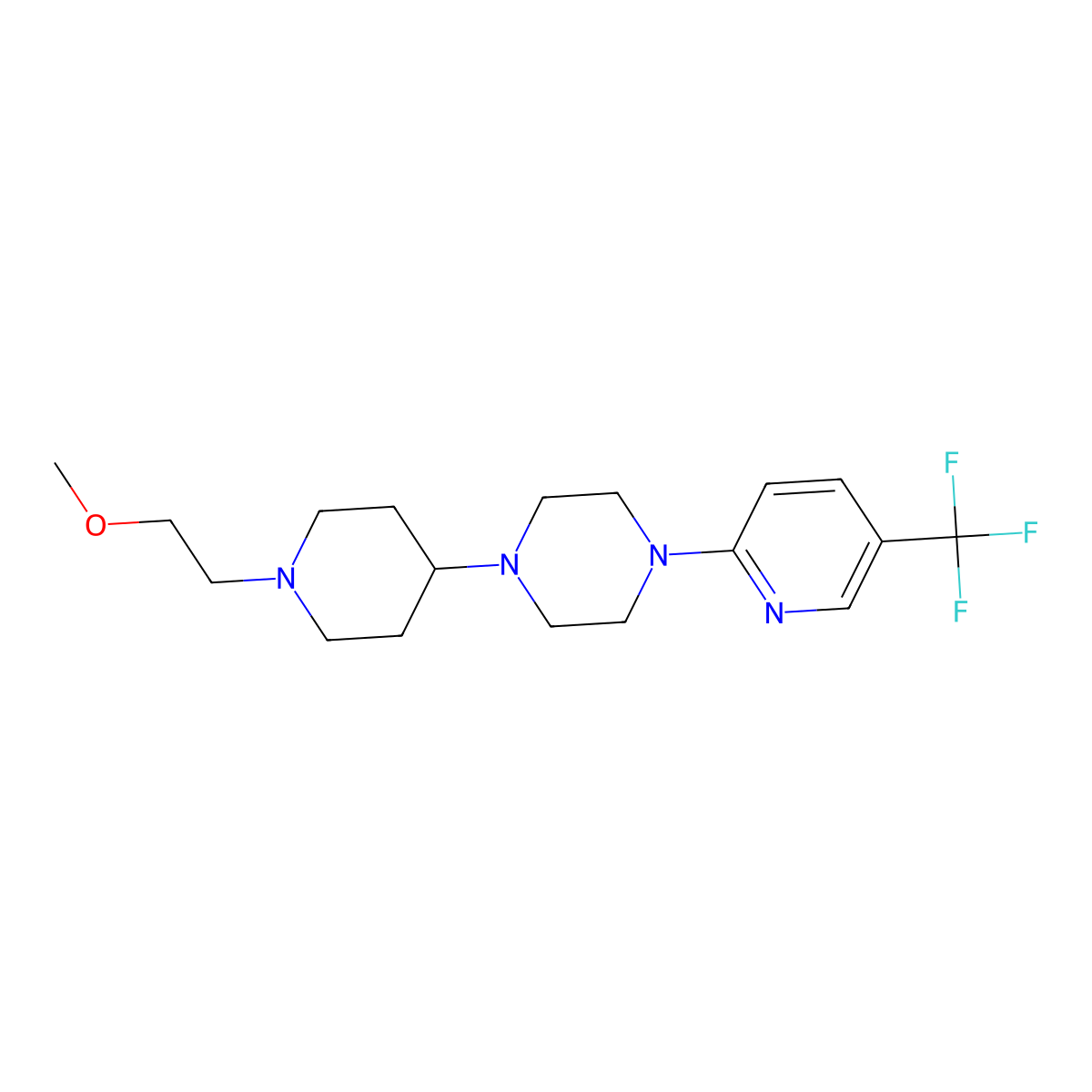 1-[1-(2-Methoxyethyl)piperidin-4-yl]-4-[5-(trifluoromethyl)pyridin-2-yl]piperazine molecular structure, CAS 2034243-36-0