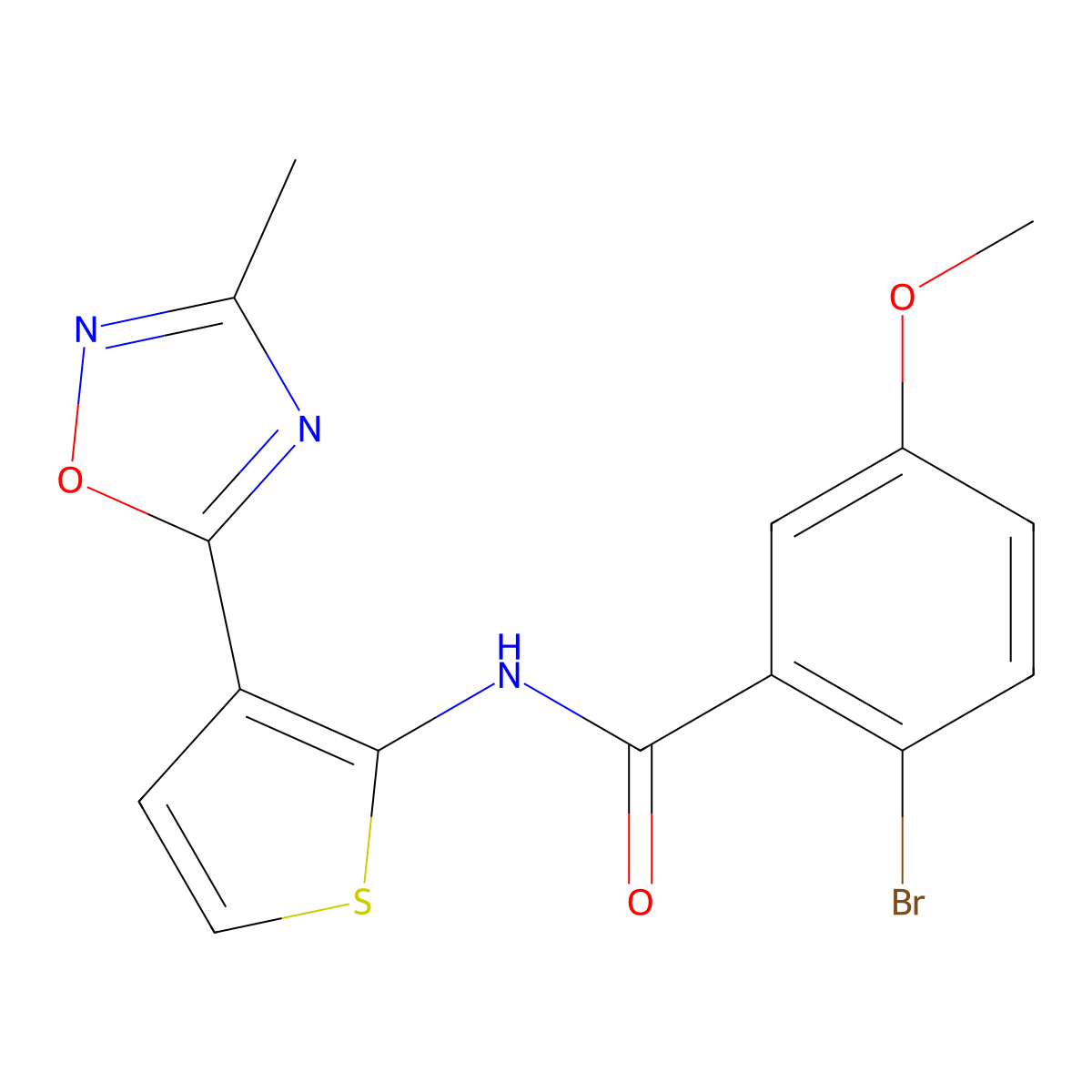 2-bromo-5-methoxy-N-[3-(3-methyl-1,2,4-oxadiazol-5-yl)thiophen-2-yl]benzamide molecular structure, CAS 2034243-39-3