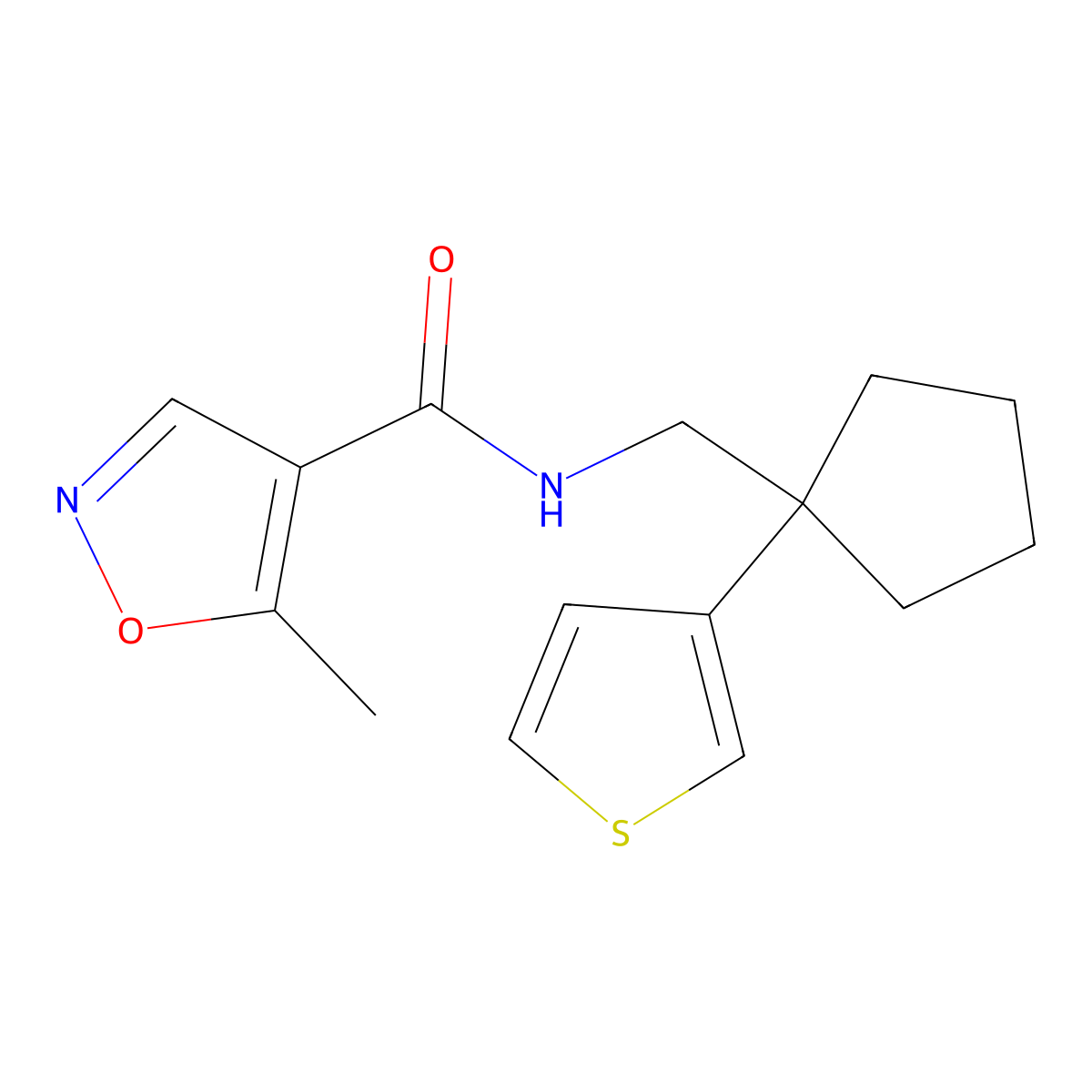 5-methyl-N-((1-(thiophen-3-yl)cyclopentyl)methyl)isoxazole-4-carboxamide molecular structure, CAS 2034243-42-8