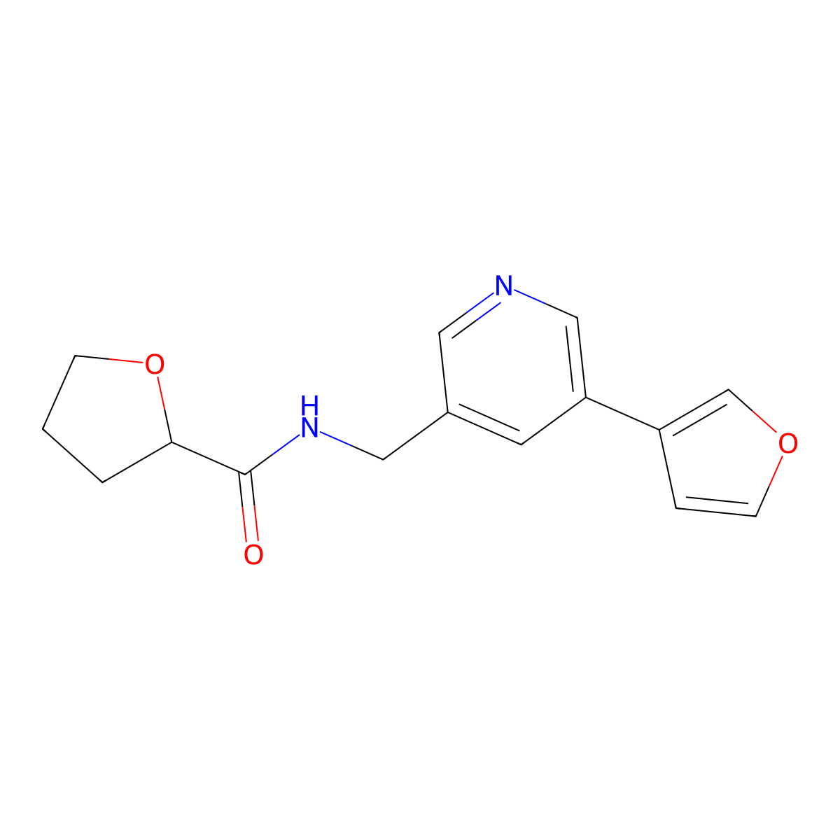N-((5-(furan-3-yl)pyridin-3-yl)methyl)tetrahydrofuran-2-carboxamide molecular structure, CAS 2034243-43-9