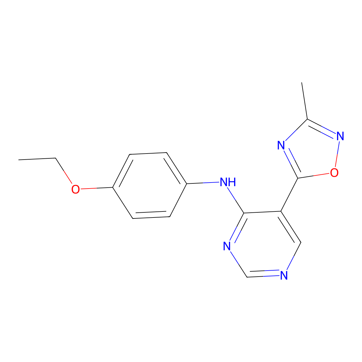 N-(4-ethoxyphenyl)-5-(3-methyl-1,2,4-oxadiazol-5-yl)pyrimidin-4-amine molecular structure, CAS 2034243-44-0
