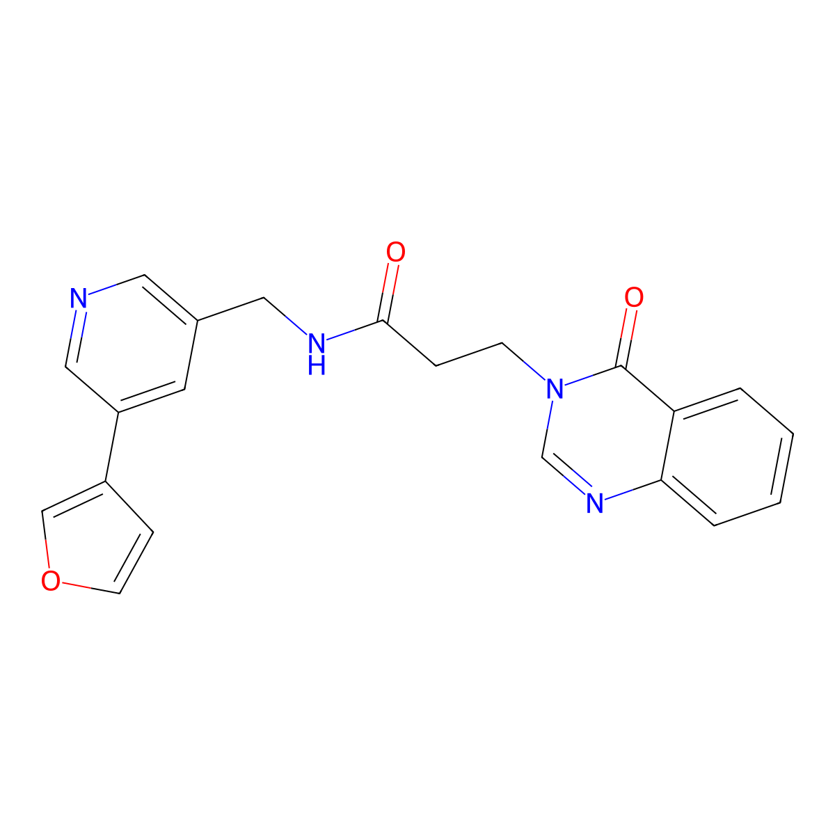 N-((5-(furan-3-yl)pyridin-3-yl)methyl)-3-(4-oxoquinazolin-3(4H)-yl)propanamide molecular structure, CAS 2034243-47-3