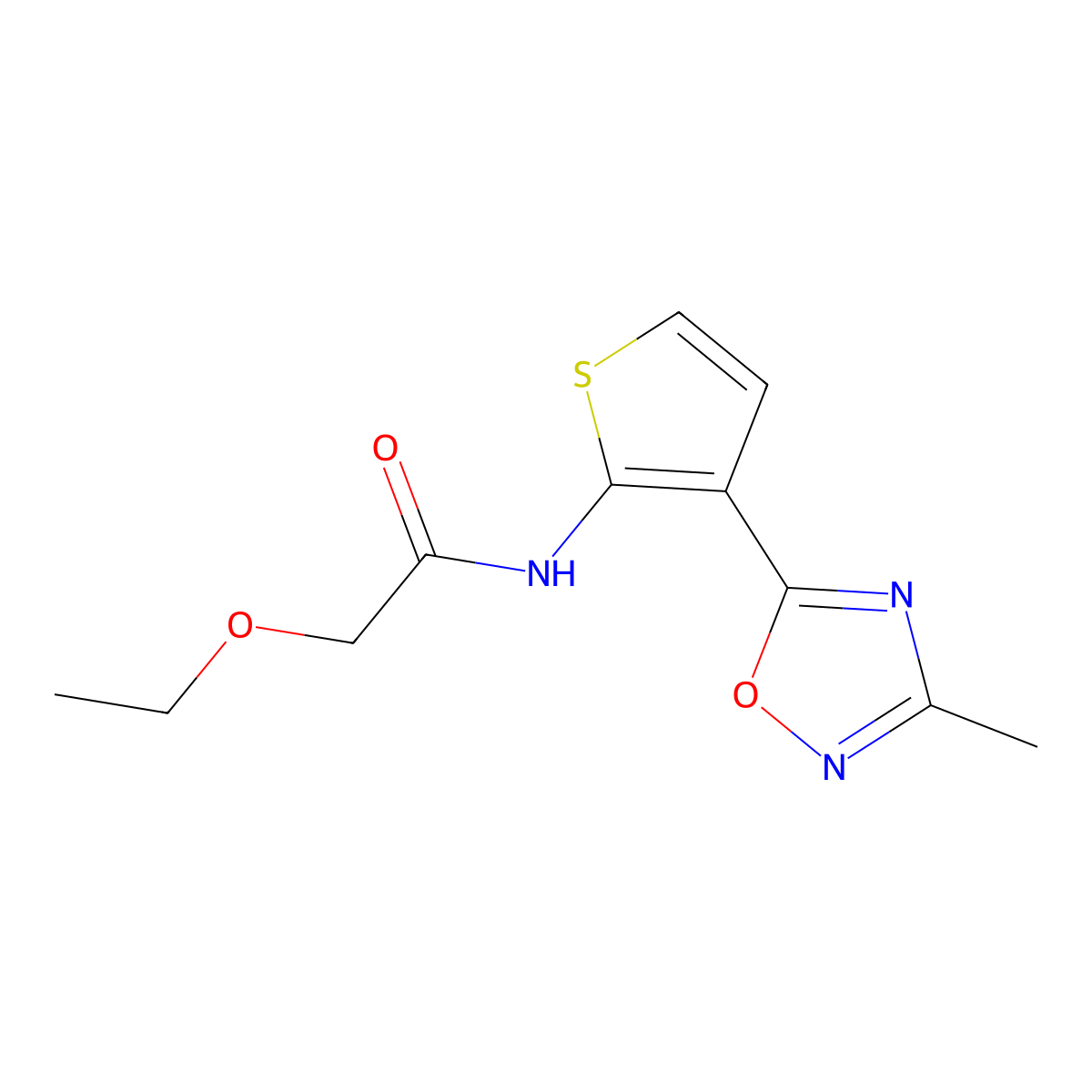 2-ethoxy-N-[3-(3-methyl-1,2,4-oxadiazol-5-yl)thiophen-2-yl]acetamide molecular structure, CAS 2034243-48-4