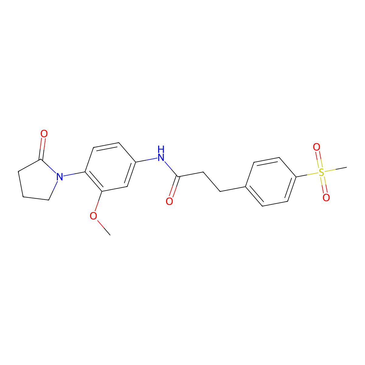 N-(3-methoxy-4-(2-oxopyrrolidin-1-yl)phenyl)-3-(4-(methylsulfonyl)phenyl)propanamide molecular structure, CAS 2034243-54-2