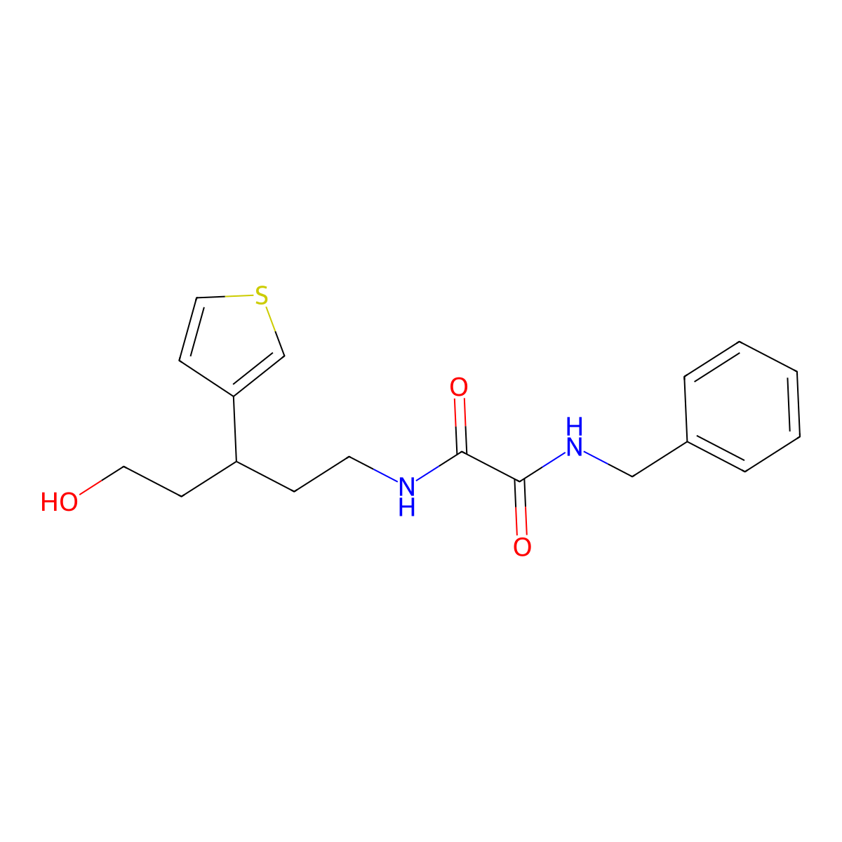 N1-benzyl-N2-(5-hydroxy-3-(thiophen-3-yl)pentyl)oxalamide molecular structure, CAS 2034243-56-4
