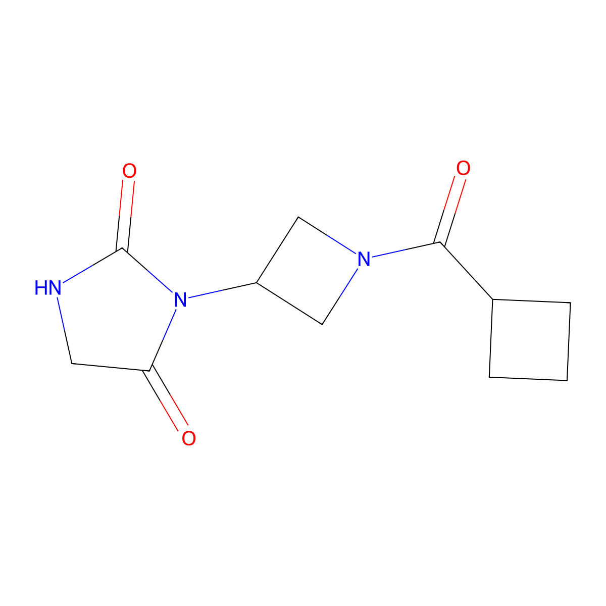 3-(1-(Cyclobutanecarbonyl)azetidin-3-yl)imidazolidine-2,4-dione molecular structure, CAS 2034243-57-5