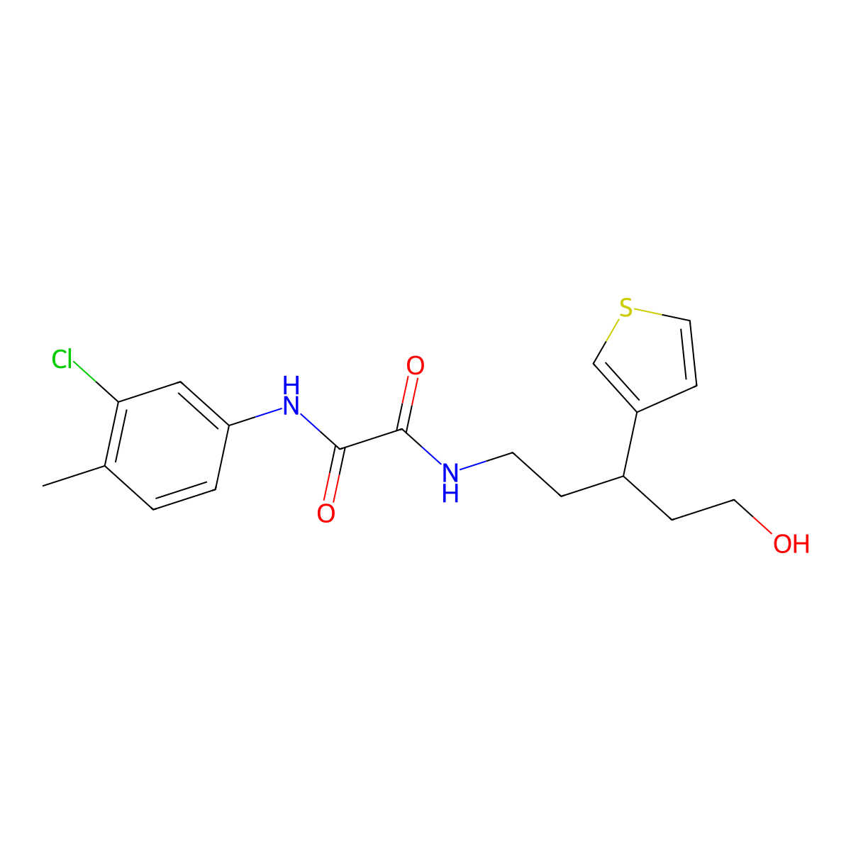 N1-(3-chloro-4-methylphenyl)-N2-(5-hydroxy-3-(thiophen-3-yl)pentyl)oxalamide molecular structure, CAS 2034243-65-5
