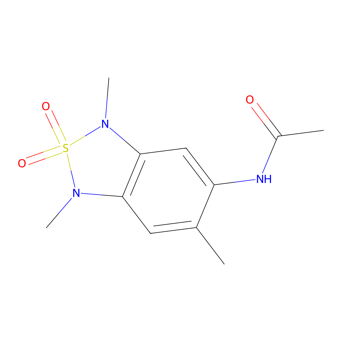 N-(1,3,6-trimethyl-2,2-dioxido-1,3-dihydrobenzo[c][1,2,5]thiadiazol-5-yl)acetamide molecular structure, CAS 2034243-68-8