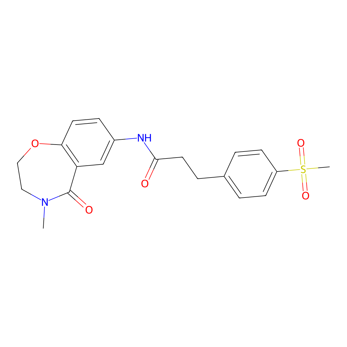 N-(4-methyl-5-oxo-2,3,4,5-tetrahydrobenzo[f][1,4]oxazepin-7-yl)-3-(4-(methylsulfonyl)phenyl)propanamide molecular structure, CAS 2034243-70-2