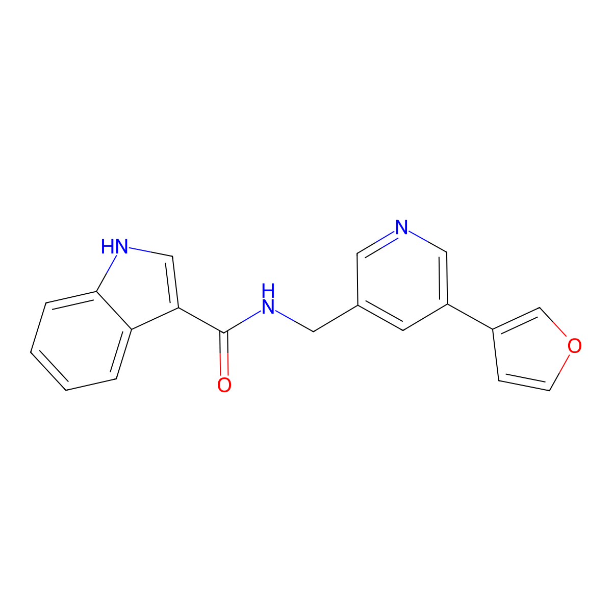 N-{[5-(furan-3-yl)pyridin-3-yl]methyl}-1H-indole-3-carboxamide molecular structure, CAS 2034243-72-4