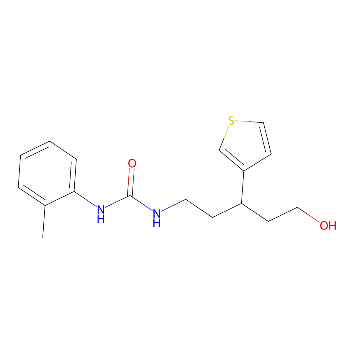 1-(5-Hydroxy-3-(thiophen-3-yl)pentyl)-3-(o-tolyl)urea molecular structure, CAS 2034243-74-6