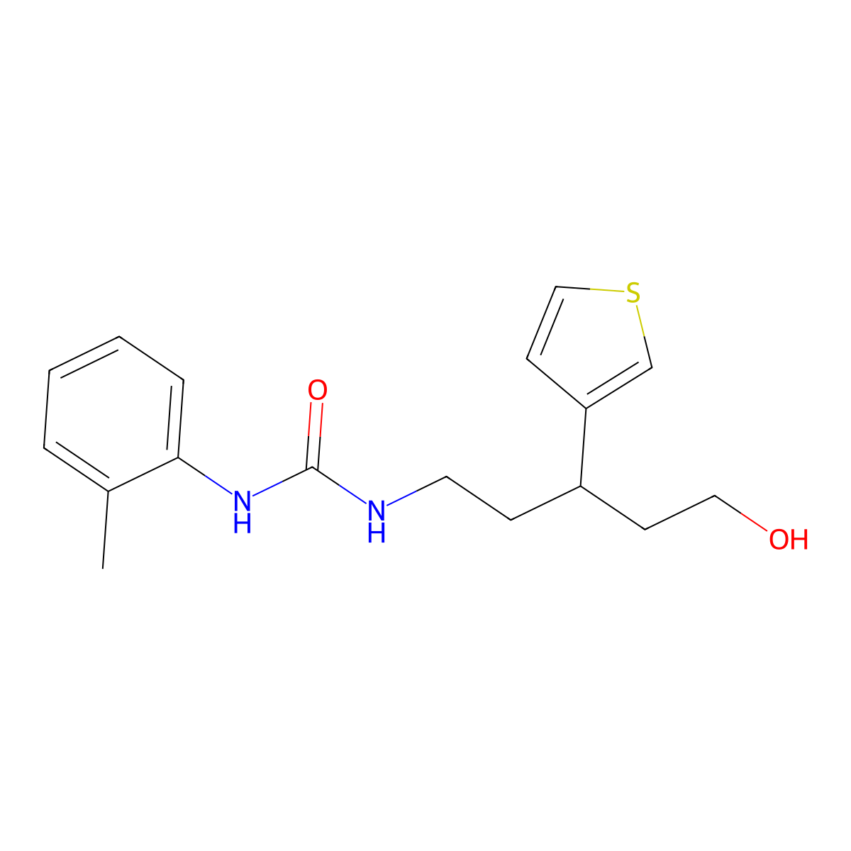 1-(5-Hydroxy-3-(thiophen-3-yl)pentyl)-3-(o-tolyl)urea molecular structure, CAS 2034243-74-6