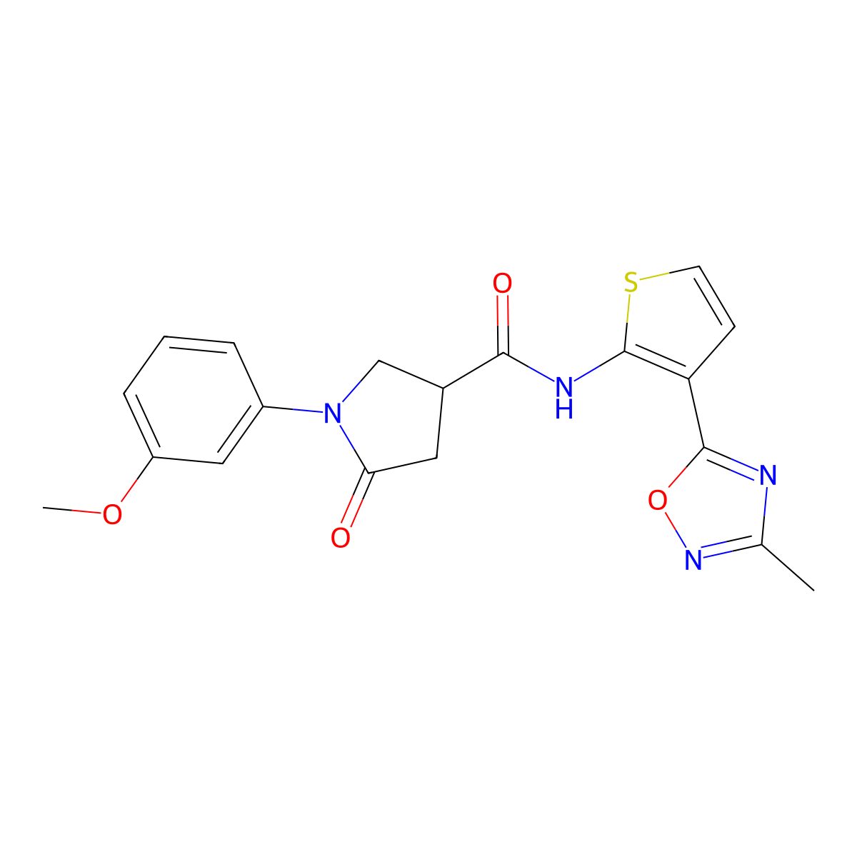 1-(3-methoxyphenyl)-N-[3-(3-methyl-1,2,4-oxadiazol-5-yl)thiophen-2-yl]-5-oxopyrrolidine-3-carboxamide molecular structure, CAS 2034243-76-8