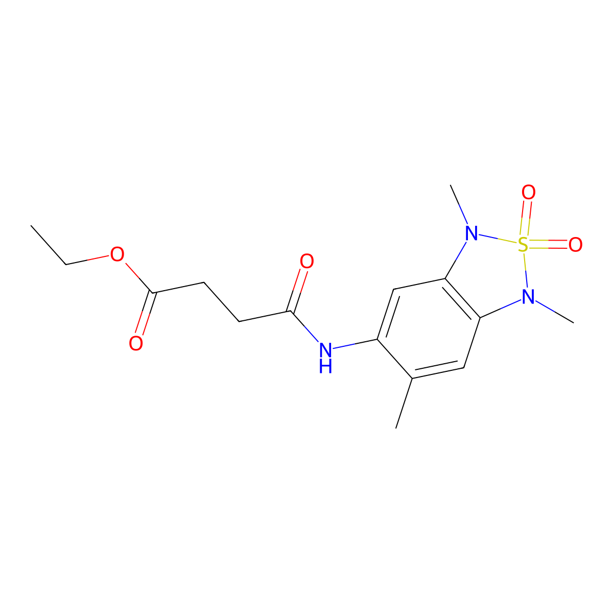 Ethyl 4-oxo-4-((1,3,6-trimethyl-2,2-dioxido-1,3-dihydrobenzo[c][1,2,5]thiadiazol-5-yl)amino)butanoate molecular structure, CAS 2034243-77-9