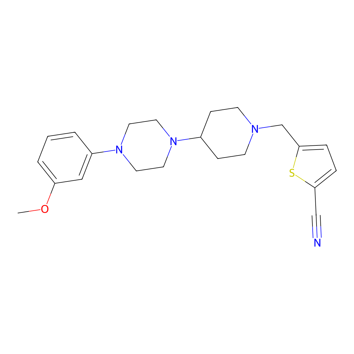 5-({4-[4-(3-Methoxyphenyl)piperazin-1-yl]piperidin-1-yl}methyl)thiophene-2-carbonitrile molecular structure, CAS 2034243-79-1
