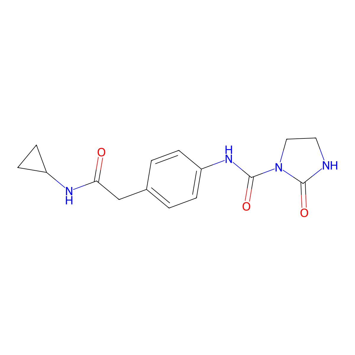 N-(4-(2-(cyclopropylamino)-2-oxoethyl)phenyl)-2-oxoimidazolidine-1-carboxamide molecular structure, CAS 2034243-80-4