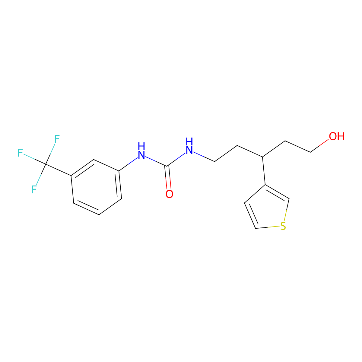 1-(5-Hydroxy-3-(thiophen-3-yl)pentyl)-3-(3-(trifluoromethyl)phenyl)urea molecular structure, CAS 2034243-81-5