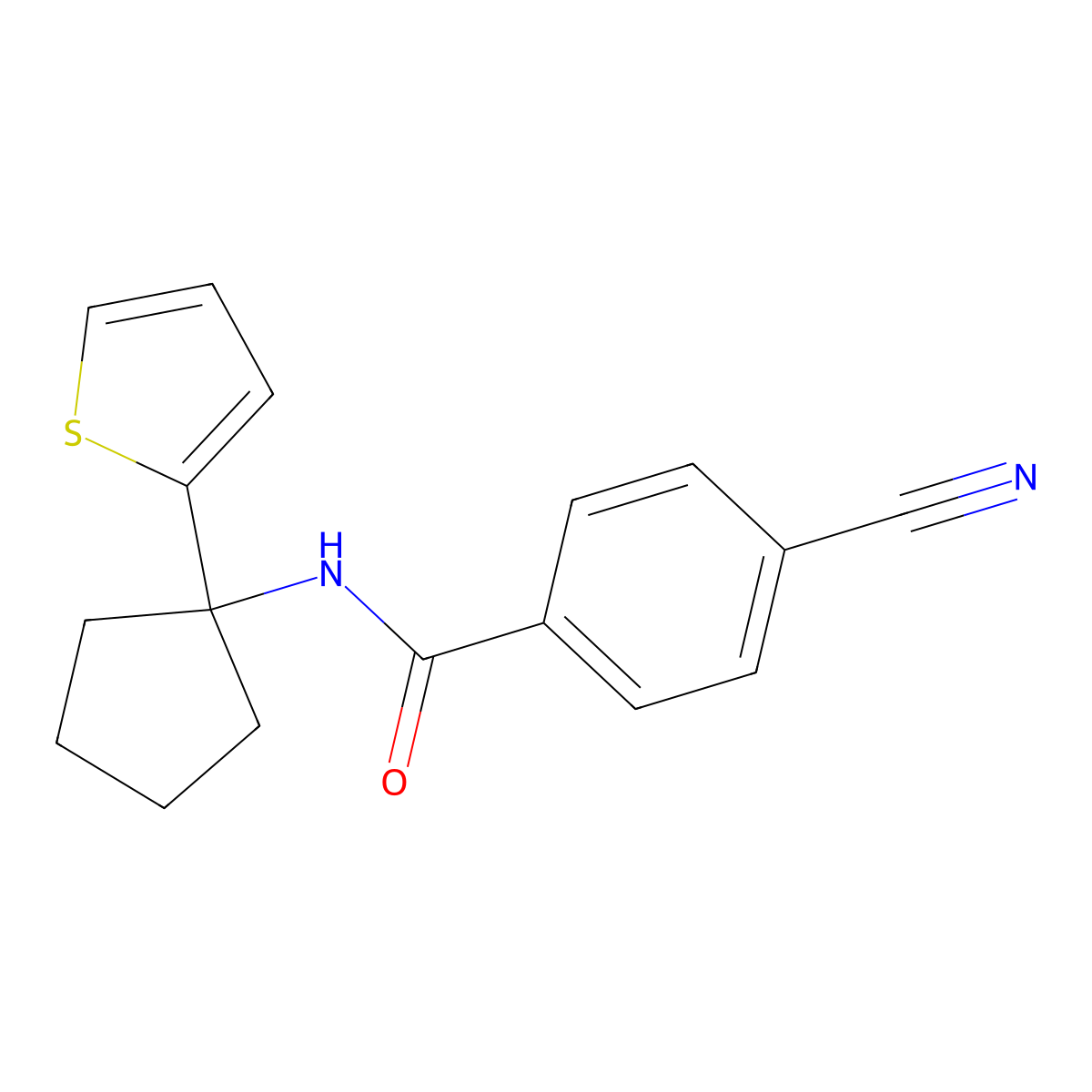 4-cyano-N-(1-(thiophen-2-yl)cyclopentyl)benzamide molecular structure, CAS 2034243-89-3