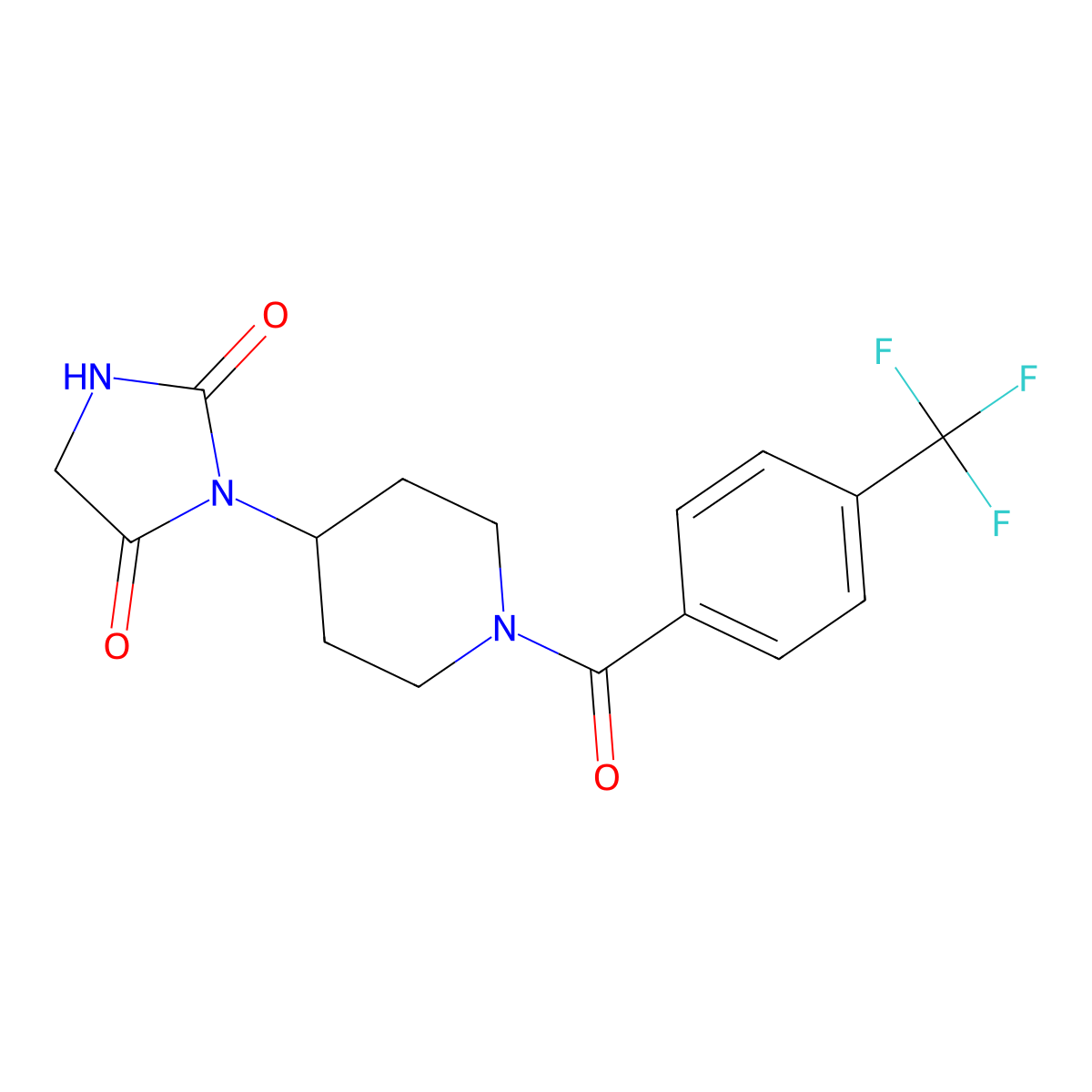 3-{1-[4-(Trifluoromethyl)benzoyl]piperidin-4-yl}imidazolidine-2,4-dione molecular structure, CAS 2034243-90-6