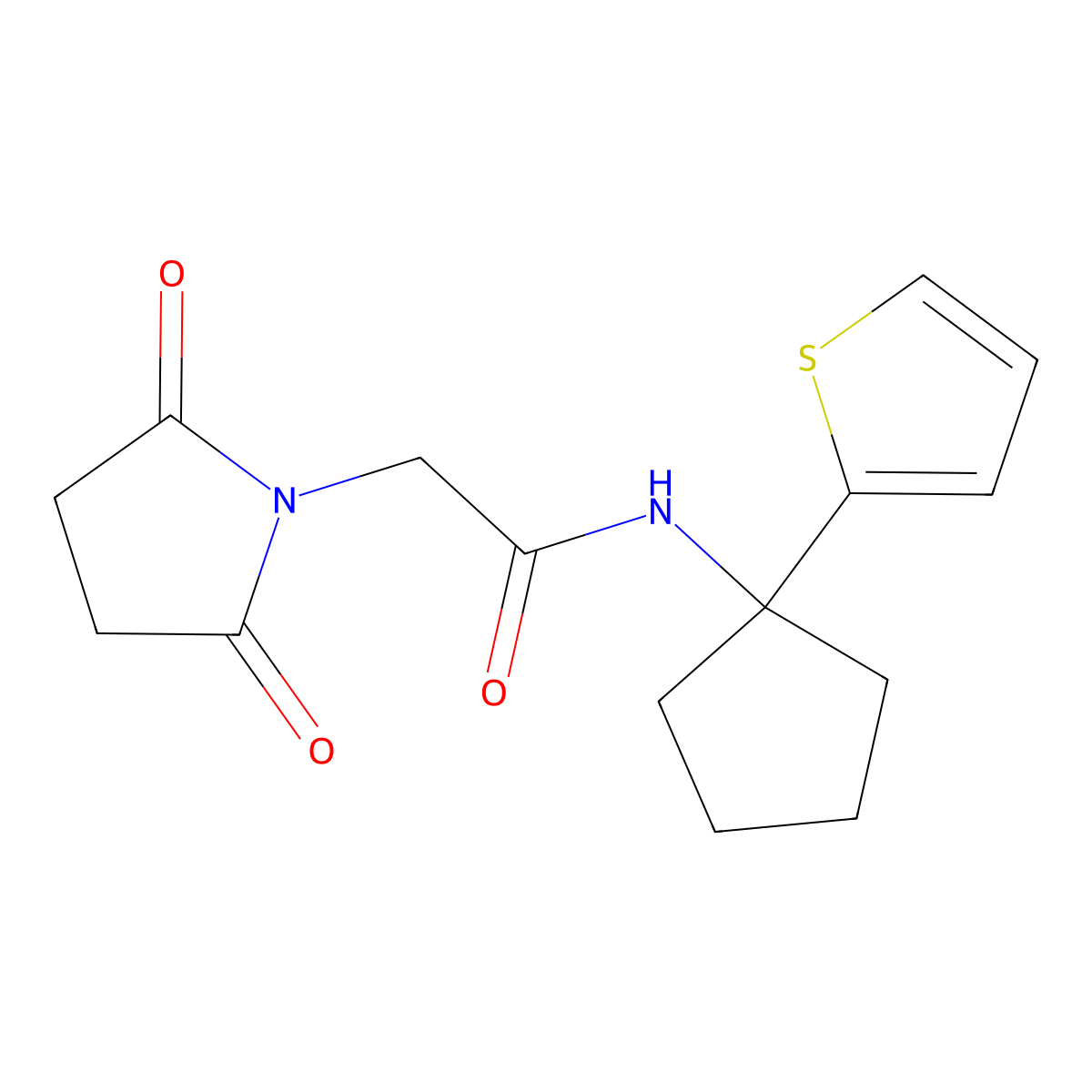2-(2,5-dioxopyrrolidin-1-yl)-N-(1-(thiophen-2-yl)cyclopentyl)acetamide molecular structure, CAS 2034243-93-9