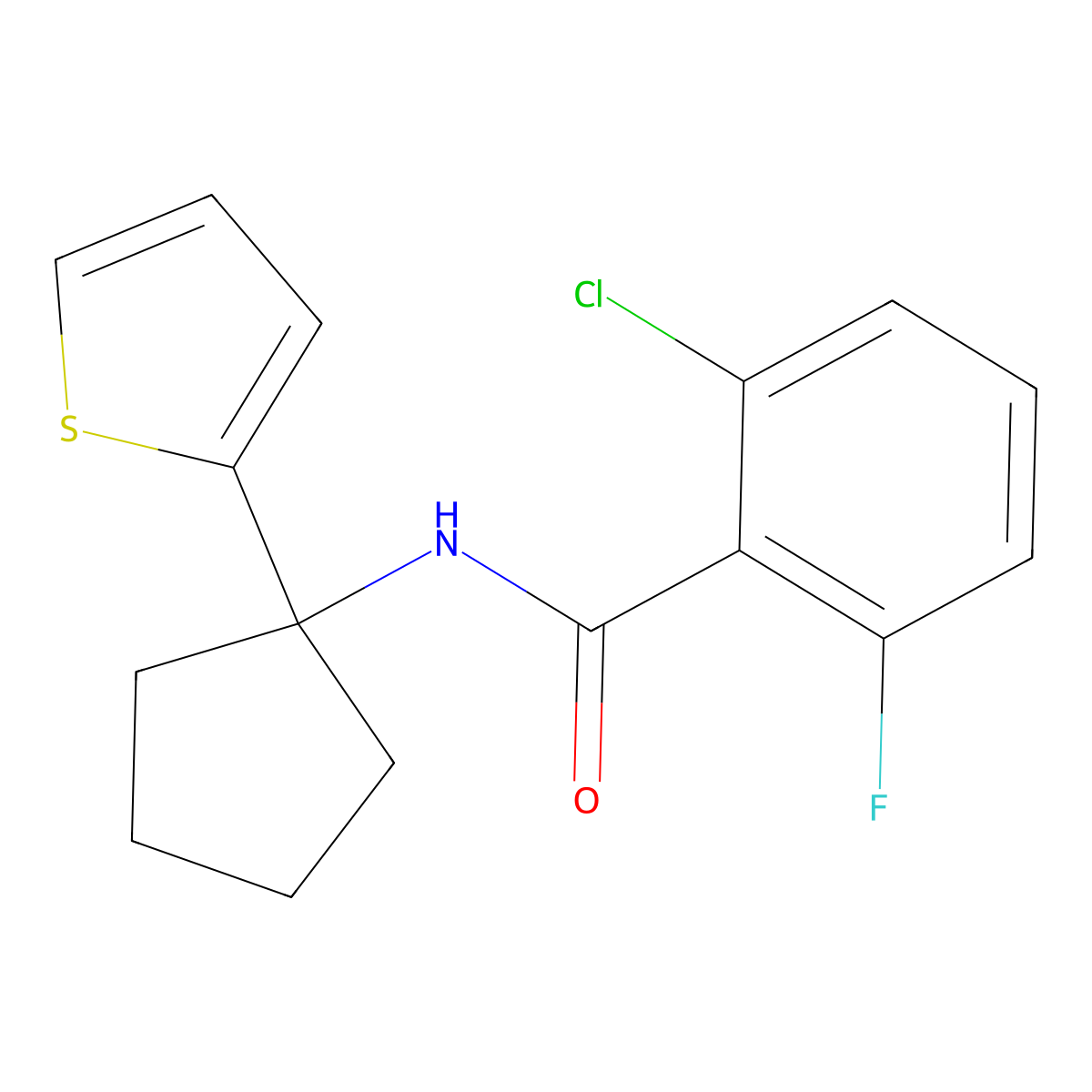 2-chloro-6-fluoro-N-[1-(thiophen-2-yl)cyclopentyl]benzamide molecular structure, CAS 2034243-99-5